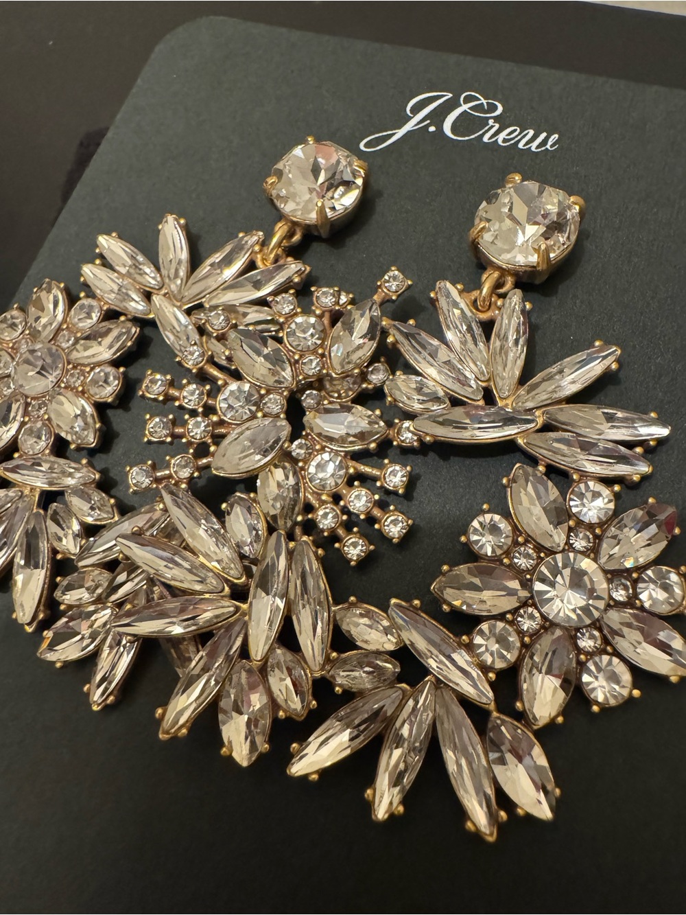 NWT J.Crew Crystal Circle Statement Earrings Vintage Style AU118